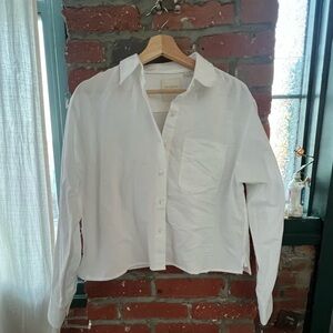 JWA x Uniqlo White cropped Button-Up Shirt